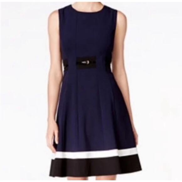 Calvin Klein Dresses & Skirts - Calvin Klein Navy Sleeveless Belted Dress Size 2